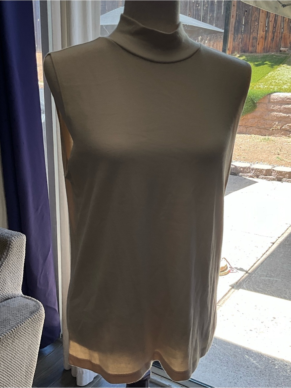 Sleeveless Mock Neck Top in Biege
